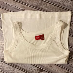 Mossimo Supply Co White Cotton Ribbed Basic Women’s Tank Top Size Large